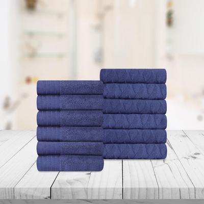 Turkish Cotton Herringbone and Solid Washcloth Towel Set by Superior