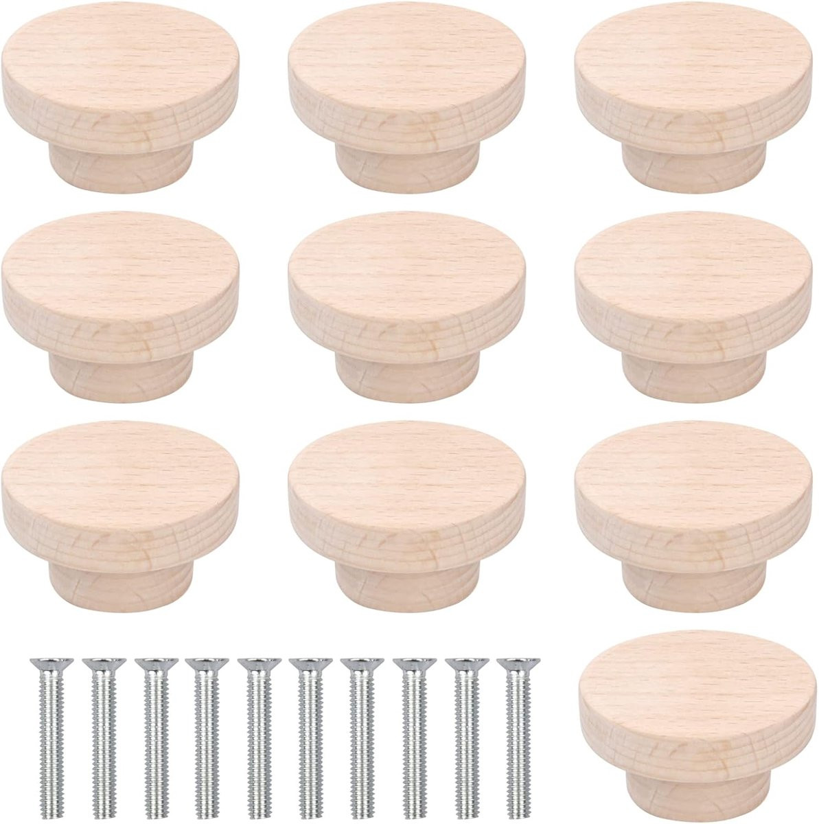 10 stuks Ronde Houten Meubelknoppen voor Kast en Keuken