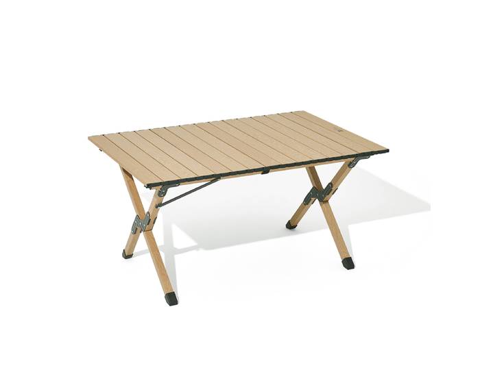 Mobi Garden, Table pliante et enroulable portable en alliage d’aluminium pour le camping et la maison, taille moyenne, coloris bois naturel, construction multicouche renforcée, structure pliante amovible pour un transport facile, ultralégère, grande capac