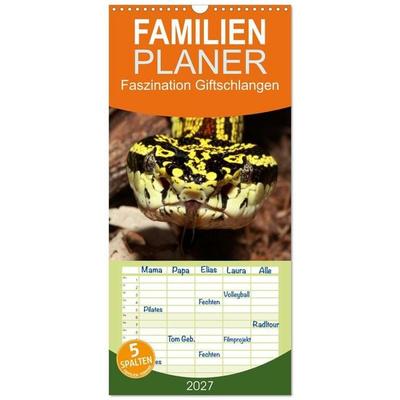 Familienplaner 2027 - Faszination Giftschlangen mit 5 Spalten (Wandkalender, 21 x 45 cm) CALVENDO