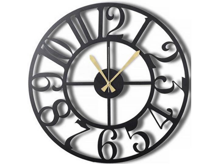 Wanduhr, Schwarz, Metall, 70x70x3 cm, 3D-Zahlen, Dekoration, Uhren, Wanduhren