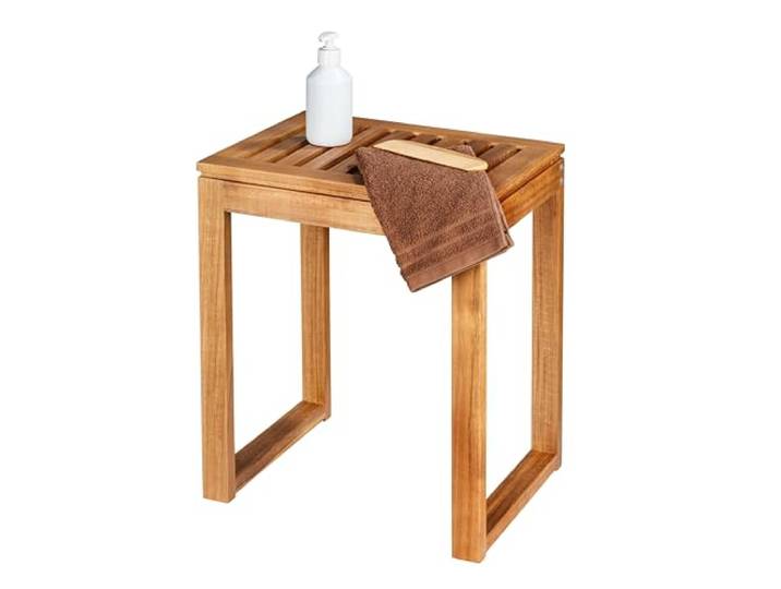 WENKO Hocker, quadratischer Badhocker aus massivem Akazienholz