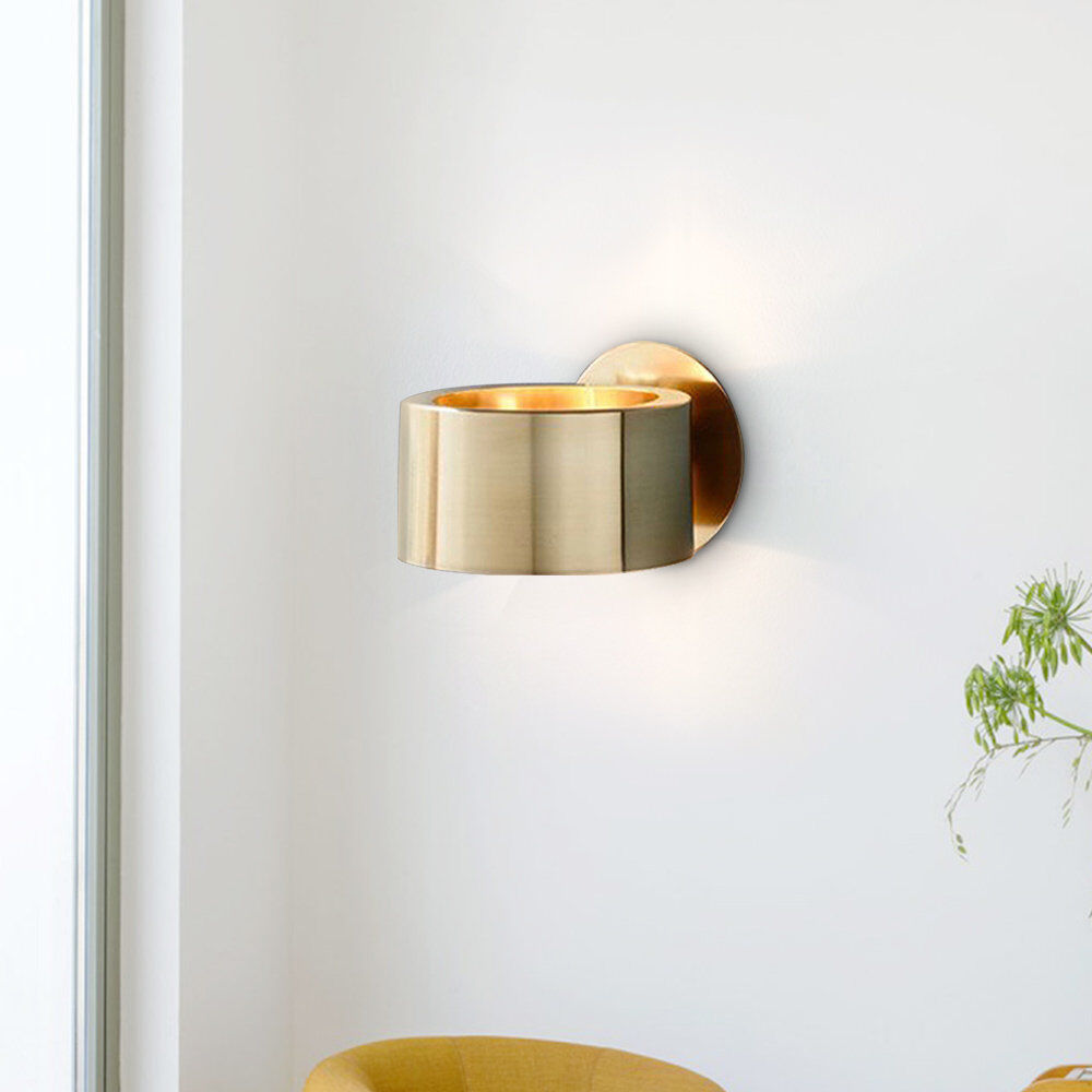 Fairmont Park Archbold 1-Light Antique Brass Cylinder Ring Flush Mounted Sconce Wall Light Gold 8cm H X 15cm W X 15cm D