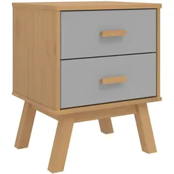 vidaXL Nachttisch OLDEN Grau und Braun Massivholz Kiefer