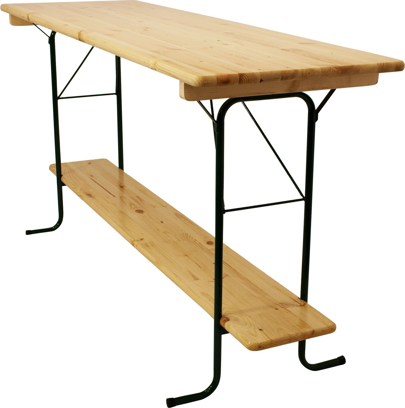 Stehtisch klappbar 220x70 cm aus Metall und Massivholz lackiert