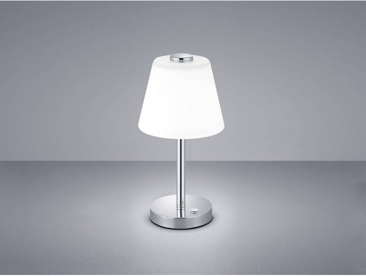 Design LED Wohnzimmerlampe Chrom TOUCH dimmbar Nachttischleuchte Glasschirm weiß