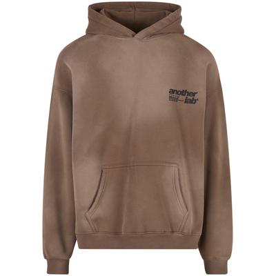 Kapuzensweatshirt ANOTHER COTTON LAB "Another Cotton Lab Pancake Washed Hoodie", Herren, Gr. S, braun, 52% Baumwolle, 48% Polyester, bedruckt, Rundhals, Sweatshirts