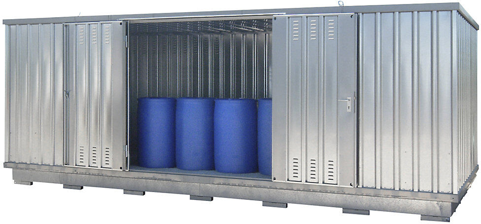 Gefahrstoff-Container auch zur aktiven Lagerung entzündbarer Stoffe, Außen-HxBxT 2385 x 6075 x 2875 mm, verzinkt LaCont