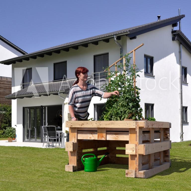 HITHOLZMERCERTORGAU Palettenhochbeet offen mit EPDM Folie, 135x135x80 cm 16910640