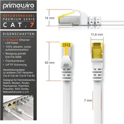 Primewire CAT.7 Netzwerkkabel flach - Ethernet Gigabit Lan Kabel RJ45 - Patchkabel - komp. CAT.5 CAT.6 CAT.8 (U/FTP, CAT7, 0.50 m), Netzwerkkabel