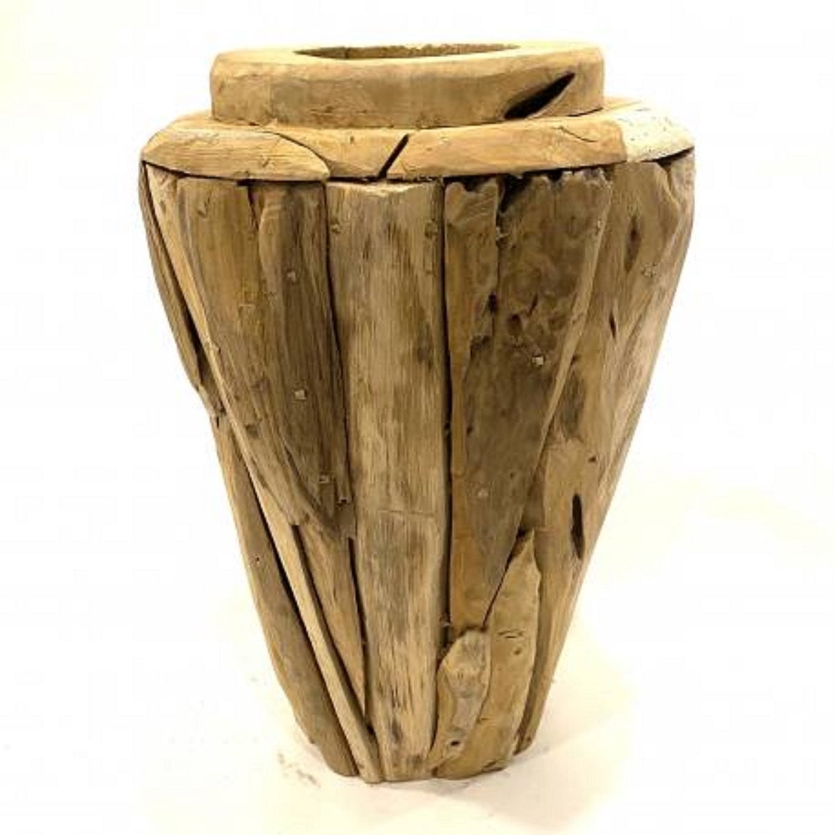Vaas Akar van teak, Hoogte: 50 cm
