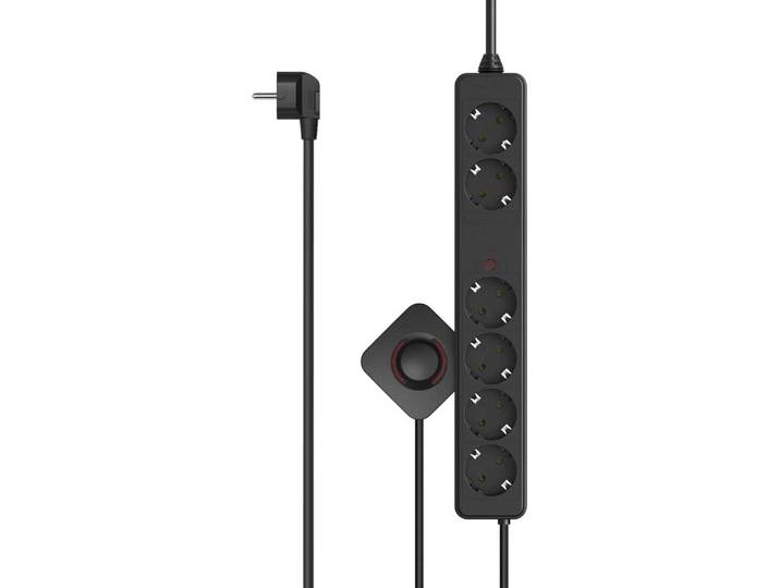 Hama 00223142, 3 m, Schwarz, Kabelgebunden, 6 AC-Ausgänge, 445 mm, 95 mm