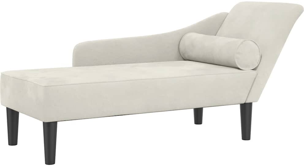 vidaXL Chaise longue avec coussins crème velours