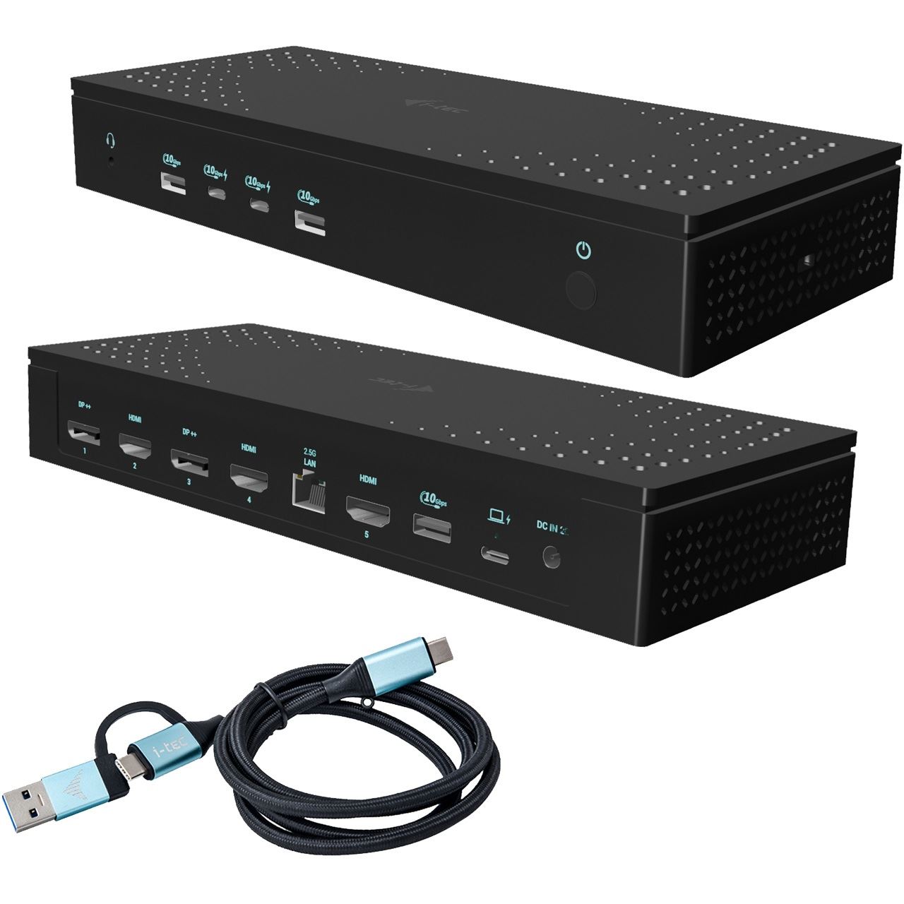 I-TEC Universal 5x 4K Display DS 5x 4K 2x DP 3x HDMI 1x 2,5GLAN 2x USB-C Gen.2 3x USB 3.2 Gen.2 1x Audio/Mic Jack PD 100W KL