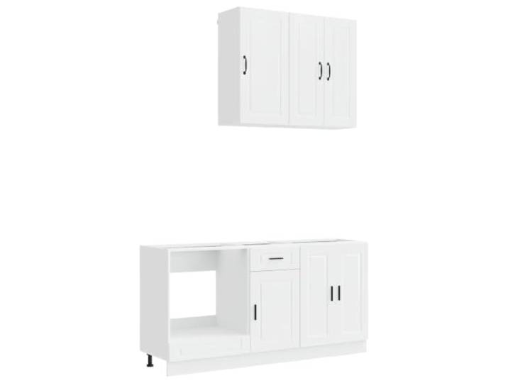 Favemtsl Küchenzeile 5-TLG Küchenschrank Hochglanz Weiß Holzwerkstoff 5-teiliges Möbelset für die Küche aus Holzwerkstoff mit verstellbaren Füßen und Kippschutz für geordnete Vorräte.