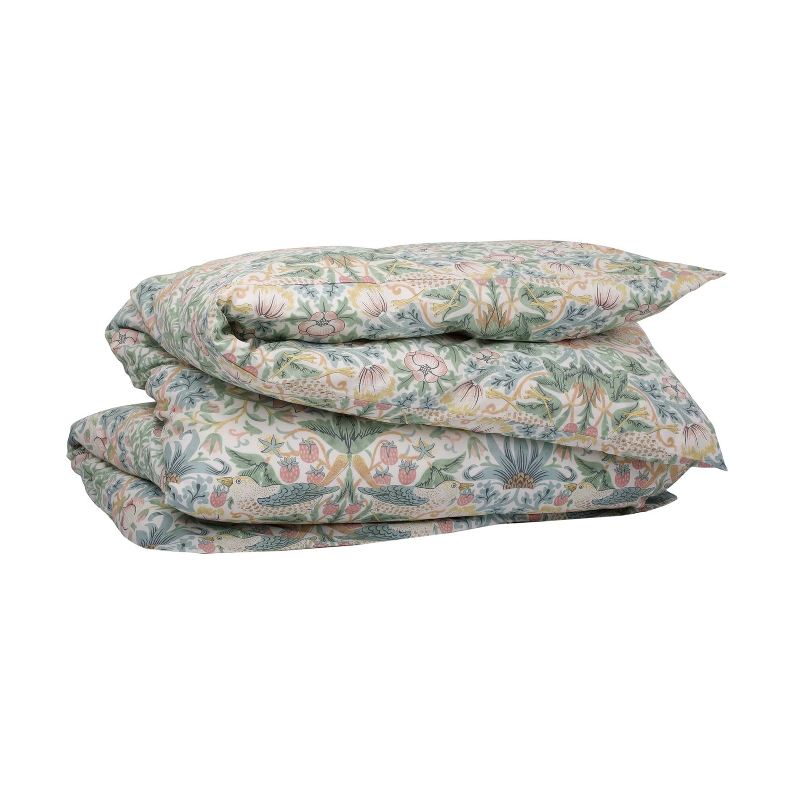 Mille Notti Morris & Co. Strawberry Thief Dekbedovertrek Groen, 150x210 cm