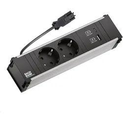 Bachmann, Steckdosenleiste, CONI Modulträger 3-fach 2x Steckdose 1x USB-Charger A/C (912.233) (2x, CEE 7/3, USB-A, USB-C)