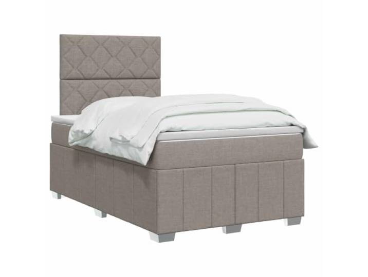 vidaXL LED Boxspringbett mit Matratze Taupe 120 x 200 cm Stoff Coole Beleuchtung für modernen Stil, Höhe anpassen für deinen Komfort, Verbesserung des Schlafs mit Bewegungsisolierung