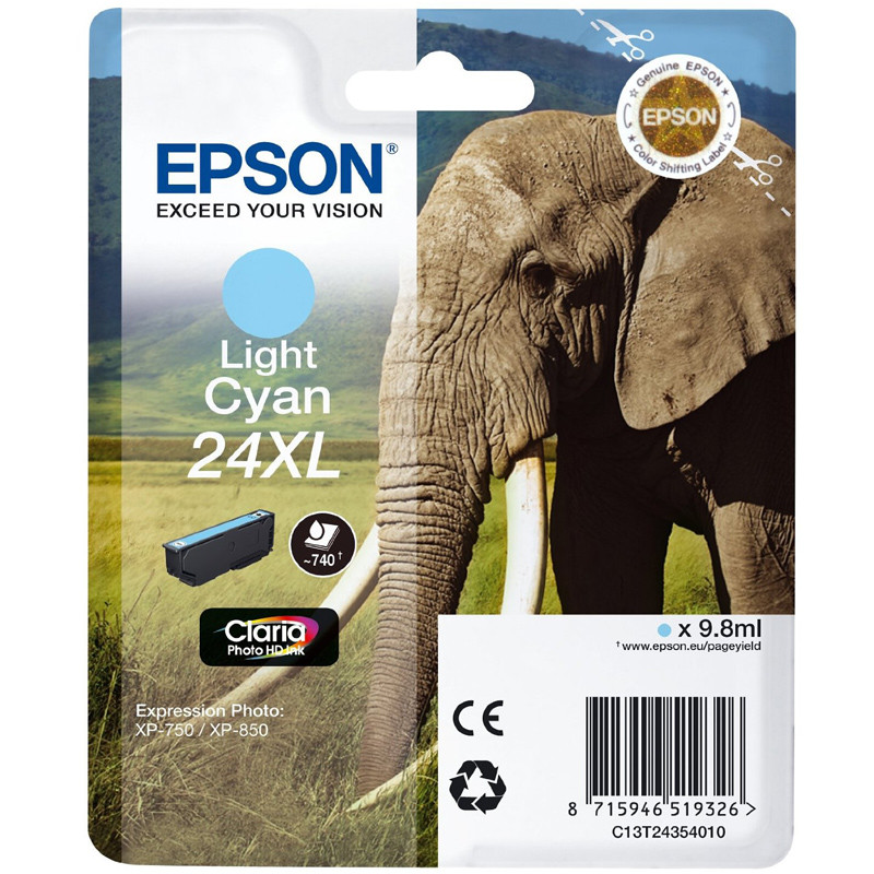 Epson 24XL printerpatroon licht cyaan