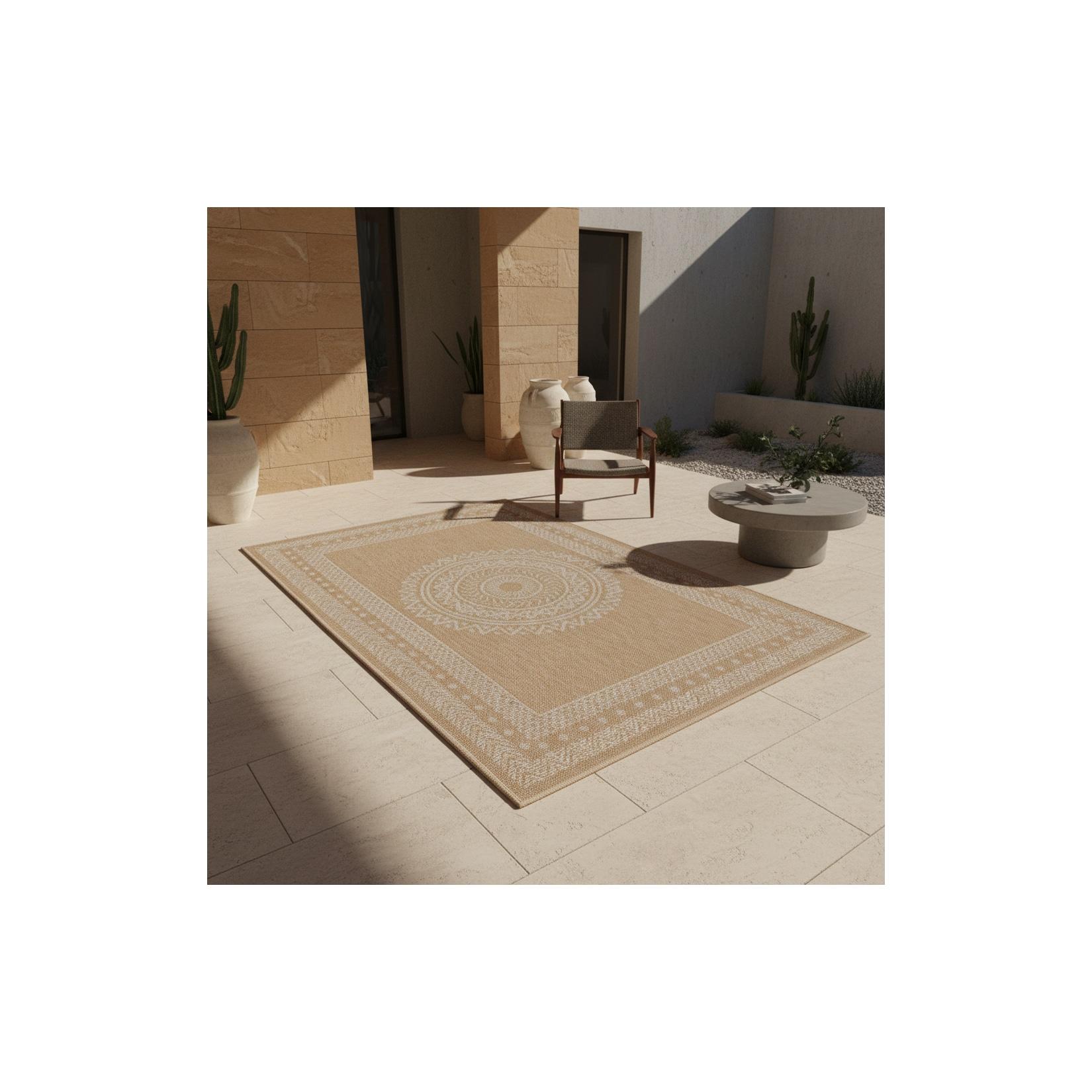 Outdoorteppich KASBERG, im Vintage-Stil, aus Polypropylen, Beige, 120 x 170 cm