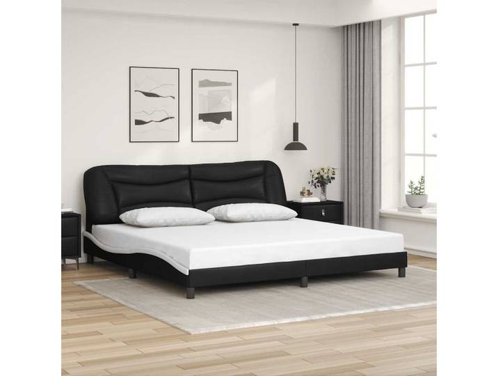 vidaXL Bettgestell vidaXL Bettgestell ohne Matratze Hvar Schwarz und Weiß 200x200 cm