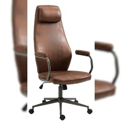 Décoshop26 - Vintage-Industrie-Bürostuhl auf Rollen aus gealtertem braunem Kunststoffmaterial drehbar und verstellbar BUR10687