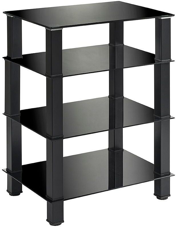 Metro 3212CAB72D83498F8E00436A0063ABD7 Black 4 Shelf Hi-Fi rack Black 77cm H X 60cm W X 45cm D