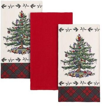 Spode® Christmas Tree Tartan 3-Piece Kitchen Towel Set