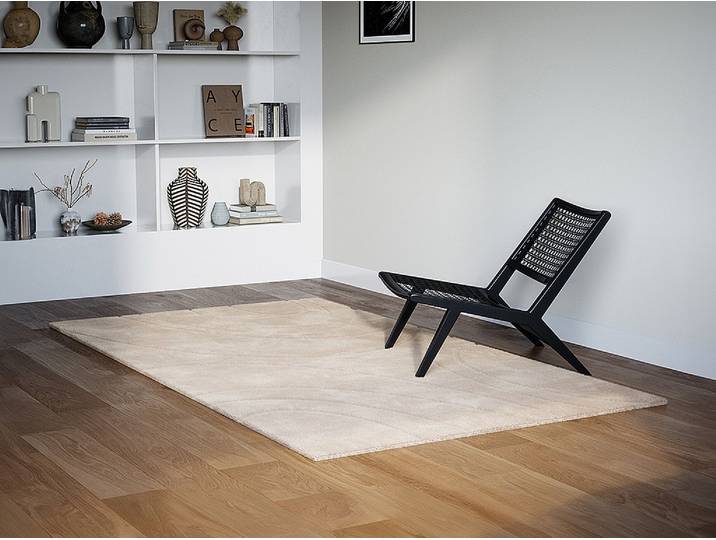 Teppich mit Kreismuster in Relief-Optik - Pelz-Optik - 200 x 290 cm - Beige - PAOLISI