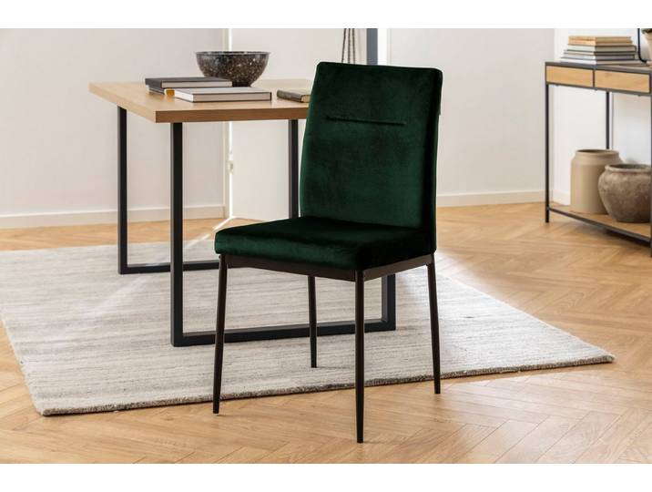 ACTONA GROUP Esszimmerstuhl Doris (Set, 2 St), mit lebendigem Stoff, schlanke, schwarze Metallbeine