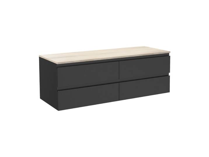 Meuble double vasque suspendu avec plan effet bois 120 cm