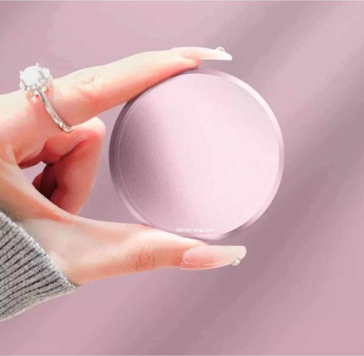INF Support miroir de maquillage magnétique 360° pour téléphone en alliage d'aluminium avec anneau magnétique Rose