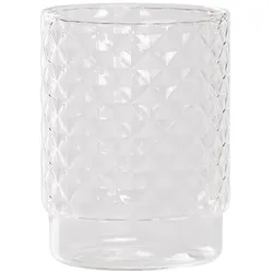 Zafferano Isolano 4er-Set stapelbarer Trinkgläser aus klarem Borosilikatglas mit handgefertigter Diamantverzierung für Tisch und Bar - Exklusive Kollektion