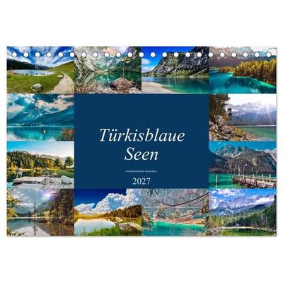 Türkisblaue Seen (Tischkalender 2027 DIN A5 quer), CALVENDO Monatskalender