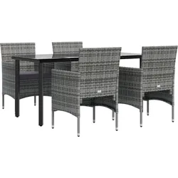 Helloshop26 - 5-teiliges Garten-Essset mit Gartenmöbeln und Kissen grau/schwarz 02_0014188