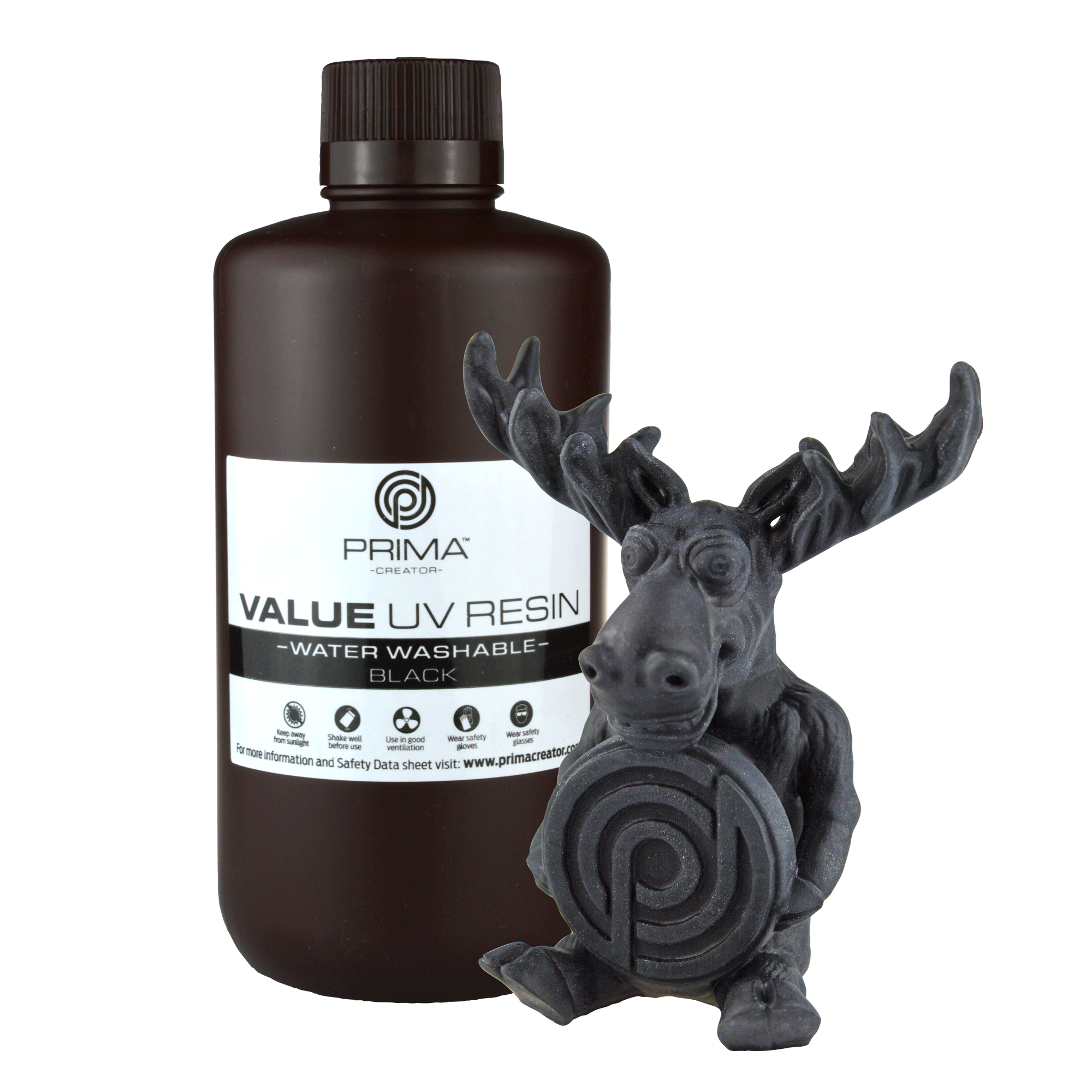 PrimaCreator Value Water Washable UV Resin - 1 kg - Black PV-Resin-B405-1000-BK