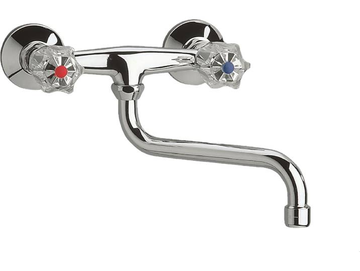 SCHÜTTE Küchenarmatur BRILLANT, schwenkbarer Wasserhahn Küche für Wandmontage, Spültischarmatur in Chrom