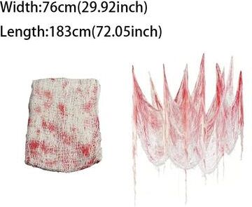 Useful Little Things Halloween Bloody Gauze Decorations Horror Bloody Cloth Bandage & Door Curtain Haunted House Party Props 72.05 In Blood 2pcs