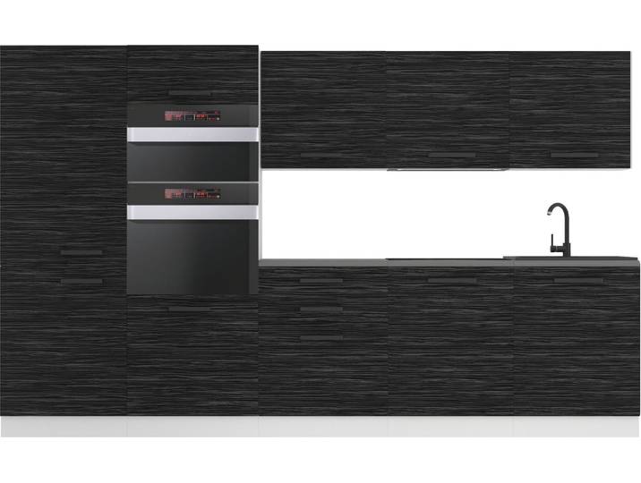 Belini Cuisine bloc Grace - Meubles de cuisine 300 cm Cuisine équipée sans appareils électroménagers avec placards et armoires basses\, sans plans de travail\, Ebène royal