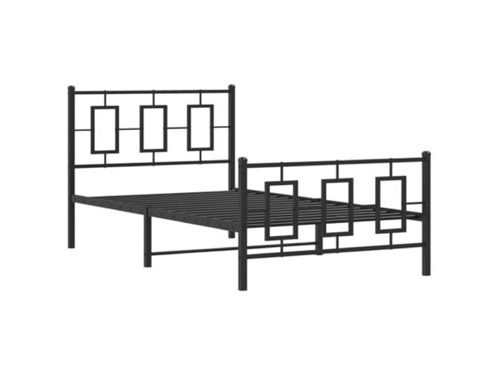 KTHLBRH Bettgestell aus schwarzem Stahl, 100 x 200 cm, mit Kopfteil Bettgestell mit Stauraum, Lattenrost und Beinen aus Metall, stabile Konstruktion