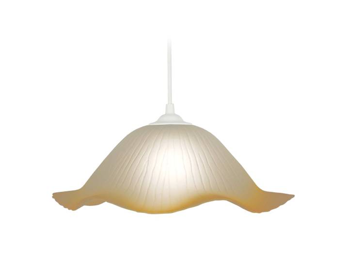 Suspension métal blanc abat-jour verre ambre