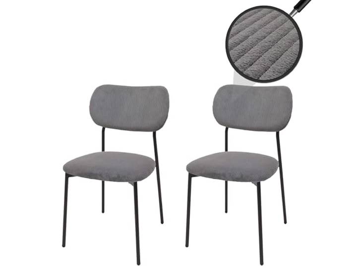 Mendler 2er-Set Esszimmerstuhl HWC-O26 Stoff/Textil - dunkelgrau