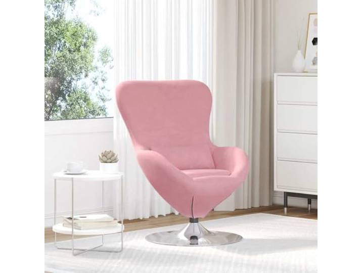 NLQMSU Sessel, Ei, Velours, Rosa, mit 360° drehbarem Sockel, für Wohnzimmer Weicher Samt, klares Design, fließende Rotation, umhüllender Sitz, einfache Pflege, moderner Stil