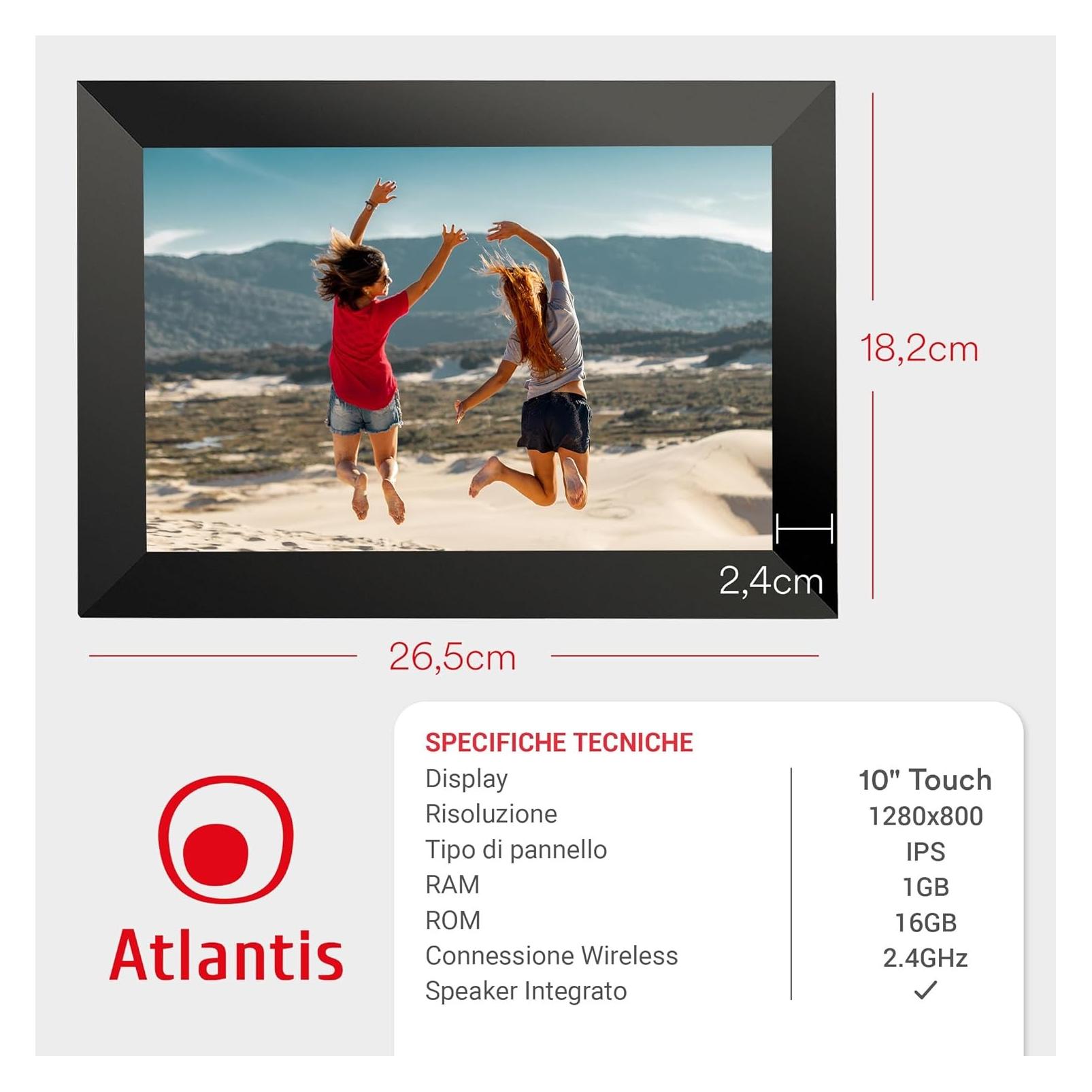 Atlantis Land P060-DPF10B1-B Digitaler Fotorahmen Schwarz 25,4 cm (10') Touchscreen Wi-Fi (10", 1280 x 800 Pixel) (P060-DPF10B1-B)