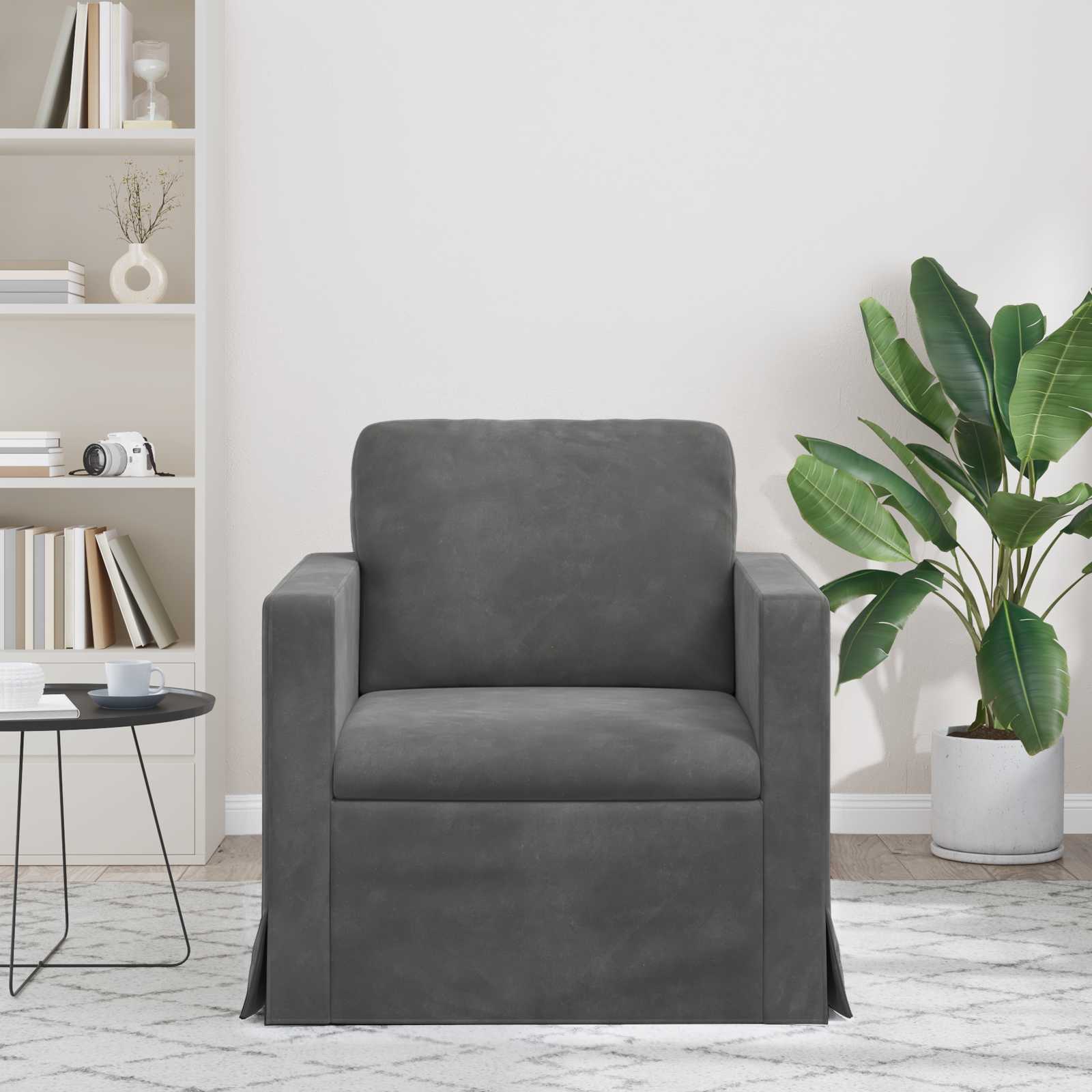 vidaXL Canapé Gris foncé 78 x 78 x 80 cm Velours