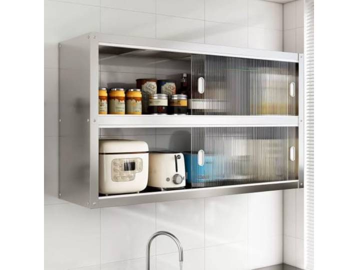 Whsmke Multifunktionaler Wandschrank Aus Edelstahl Für Badezimmer Und Küche Hängender Aufbewahrungsschrank für das Wohnzimmer, wandmontiertes Organizer-Rack(70*35*70cm)