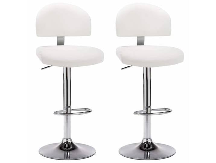 HKLGBVCR Barhocker, 2-teilig, weiß, Kunstleder, drehbar, verstellbar Basis aus verchromtem Stahl, integrierte Fußstütze, Gasmechanismus, 360° drehbar, maximale Belastung 110 kg, 2 Stück