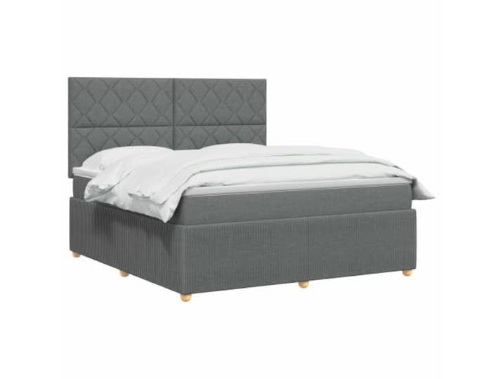 vidaXL LED Boxspringbett mit Matratze Dunkelgrau 180 x 200 cm Stoff LED-Beleuchtung für modernen Charme, Verstellhöhe des Kopfteil, Taschenfederkernmatratze für Anpassung