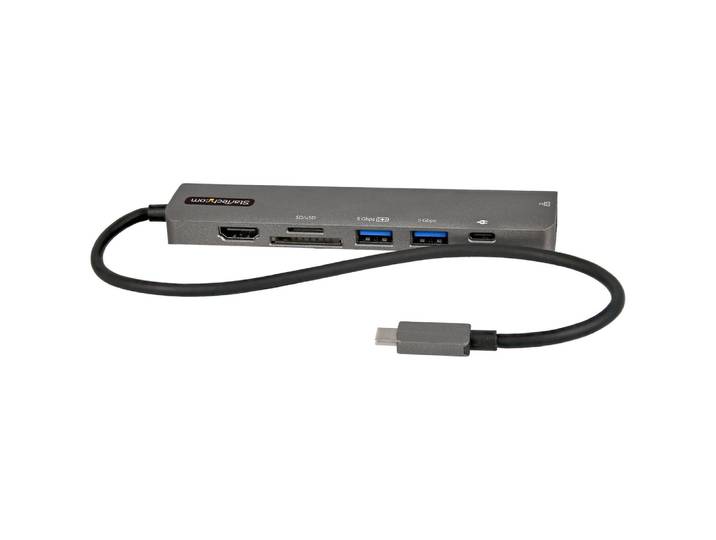 StarTech.com Adaptateur Multiport USB-C - USB Type C vers HDMI 2.0 4K 60Hz, Alimentation 100W Passthrough, SD/MicroSD, Hub 2 Ports USB 3.0 - GbE - Min