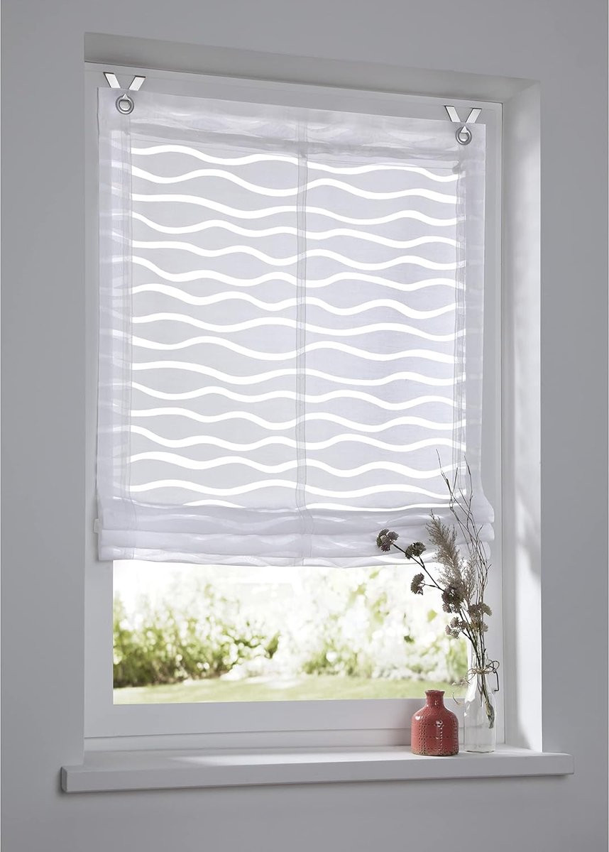 Vouwgordijn Enya Oogschaduw met golfpatroon, semi-transparant, 80 x 140 cm